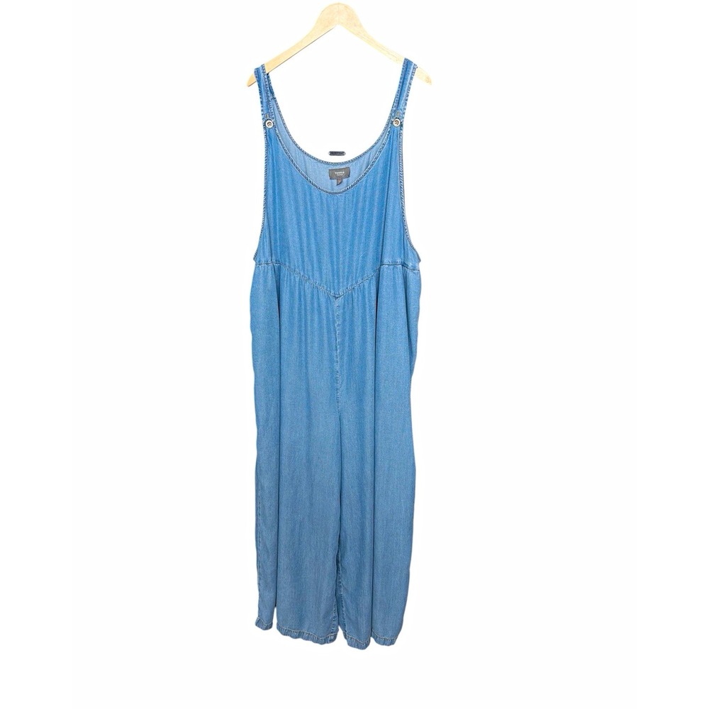 Torrid Lyocell Denim Jumpsuit Size 3X Wide Leg Pockets Plus Mature Casual